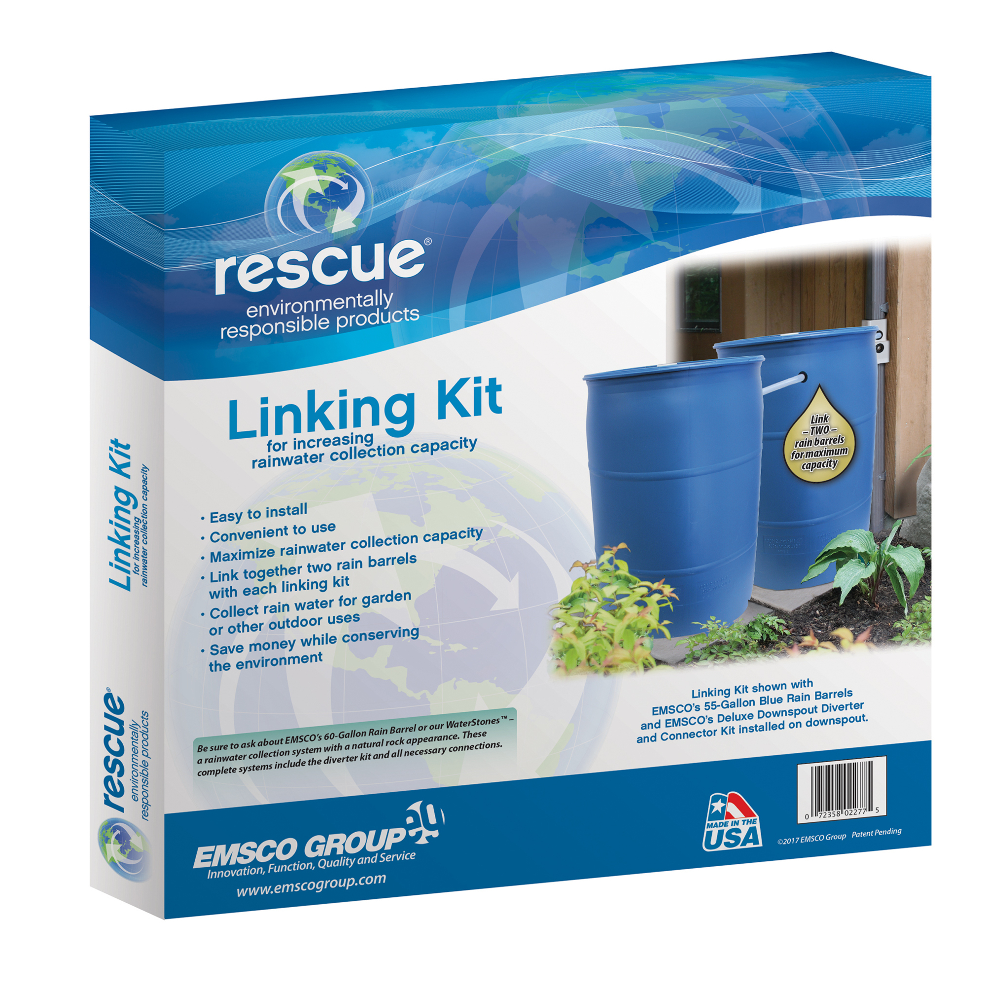 Emsco Group, Rescue Rain Barrel Linking Kit, Material Polyethylene, Model# 2277-1